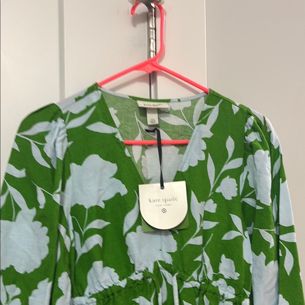 Kate Spade linen Green and Light Blue Floral Dress